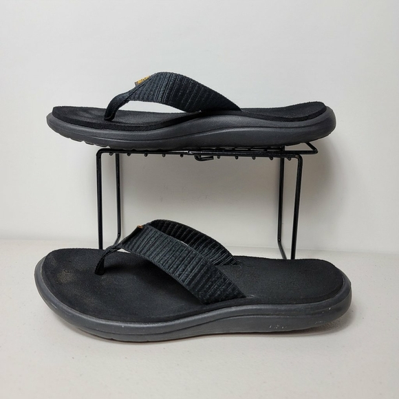 Teva Flip Flops Womens 8 Black Voya Thong Open Toe Slip On Casual Comfort - Picture 2 of 8